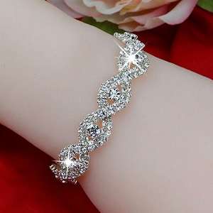 Elegant Women Crystal Rhinestone Infinity Bangle Bracelet Deluxe Jewelry Gift Best Deals In USA